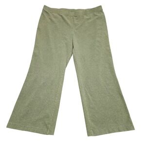 LL Bean Stretch Knit Pants XL Petite Olive Green Casual Lounge Travel Comfort